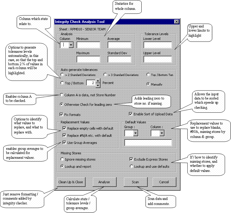 Excel Add In : Integrity checking tool key features.